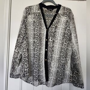Ellen Tracy Monochrome Snakeskin Blouse